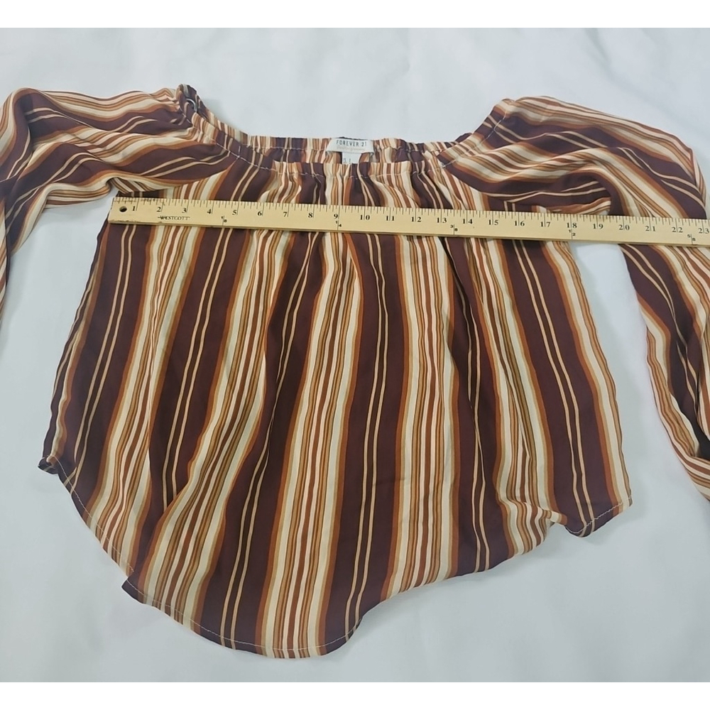 Forever 21 Contemporary Off Shoulder Striped Gauzy Y2K Office Top Size S - Picture 5 of 14